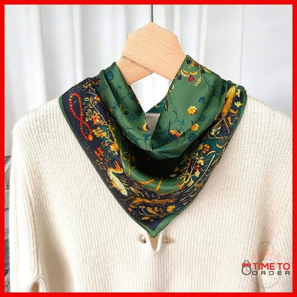 100% Mulberry Silk Square Scarf 25.6